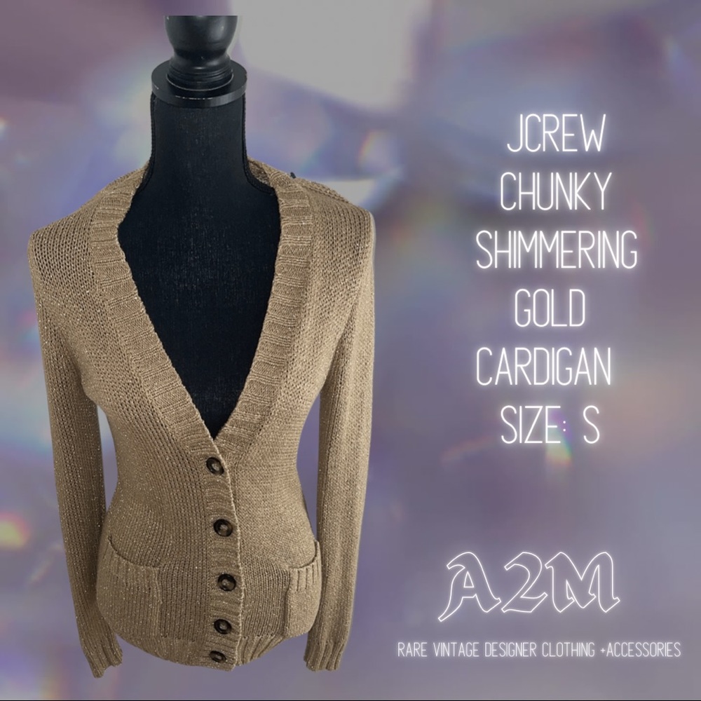 JCrew Shimmering Gold Cardigan Size S